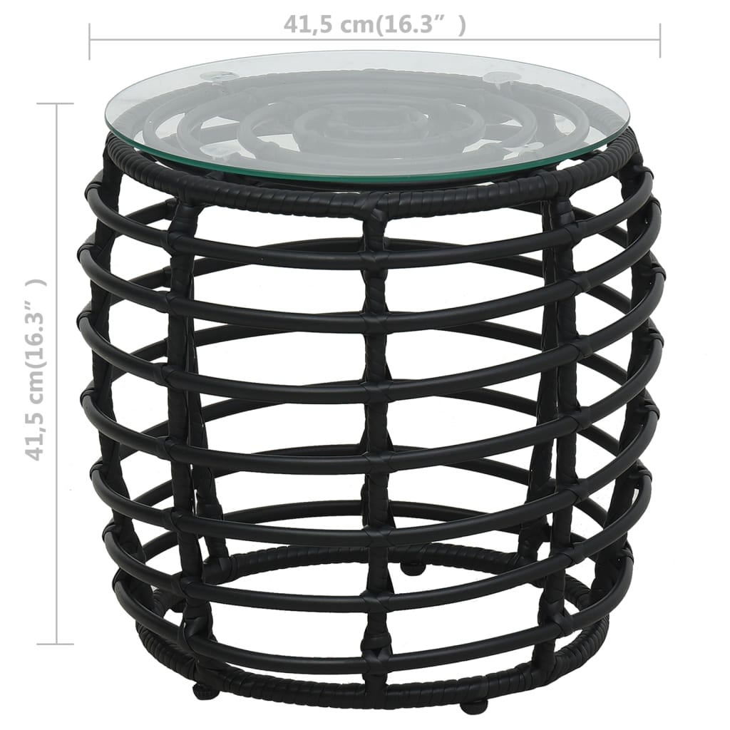 3-delige Bistroset poly rattan zwart