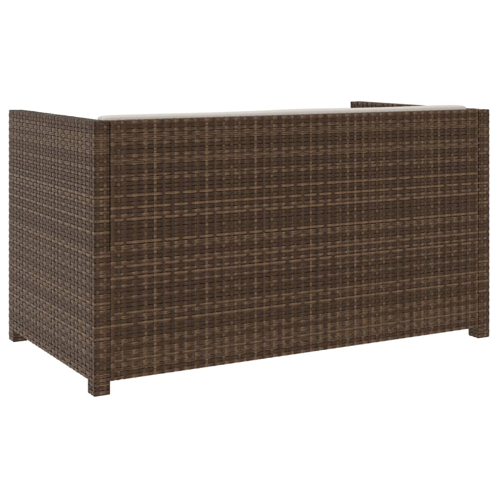 5-delige Loungeset met kussens poly rattan bruin