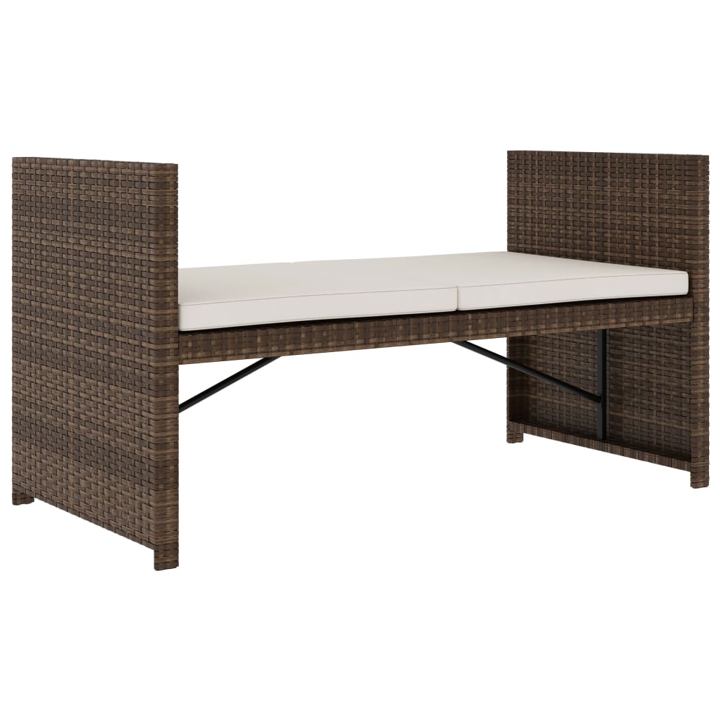 5-delige Loungeset met kussens poly rattan bruin