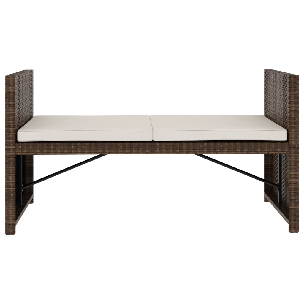 5-delige Loungeset met kussens poly rattan bruin