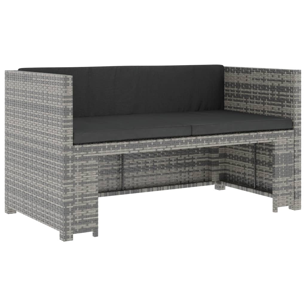 5-delige Loungeset met kussens poly rattan grijs