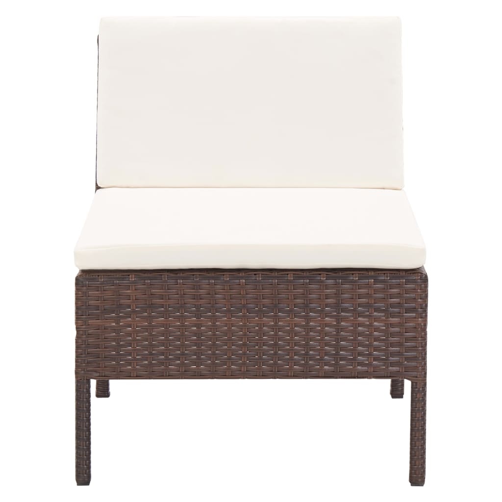 5-delige Loungeset met kussens poly rattan bruin