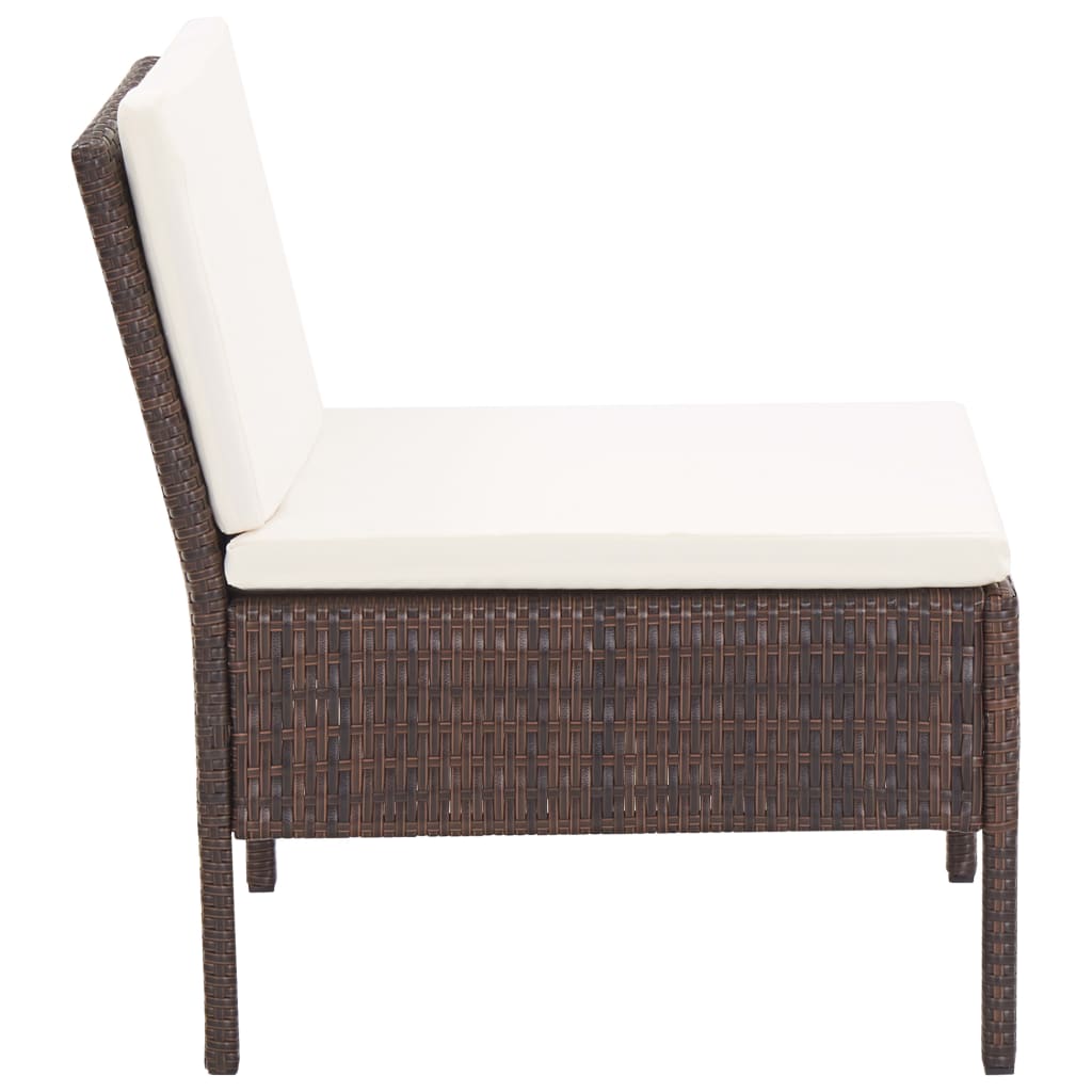 5-delige Loungeset met kussens poly rattan bruin