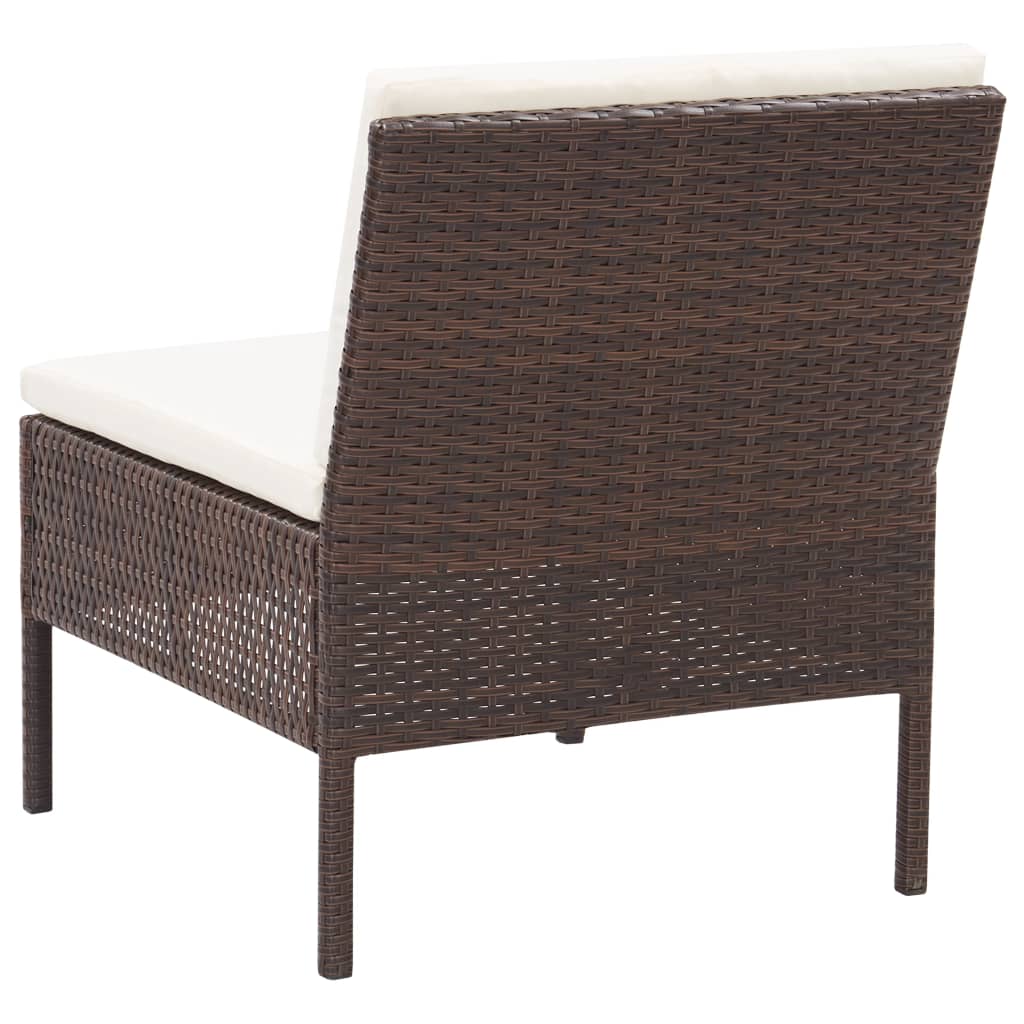 5-delige Loungeset met kussens poly rattan bruin