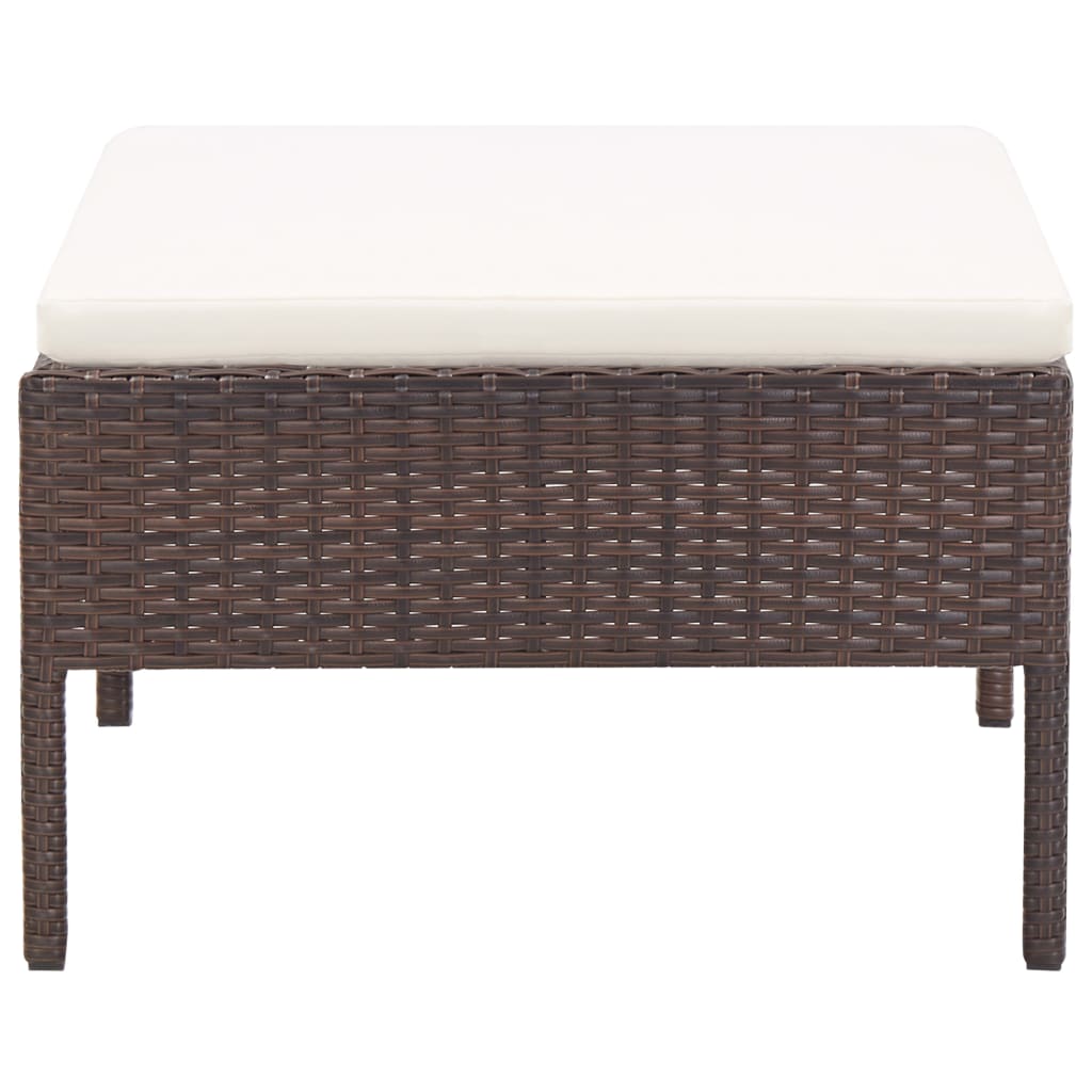 5-delige Loungeset met kussens poly rattan bruin