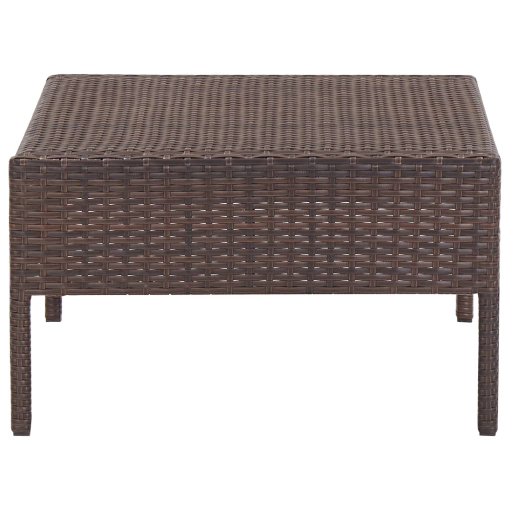 5-delige Loungeset met kussens poly rattan bruin