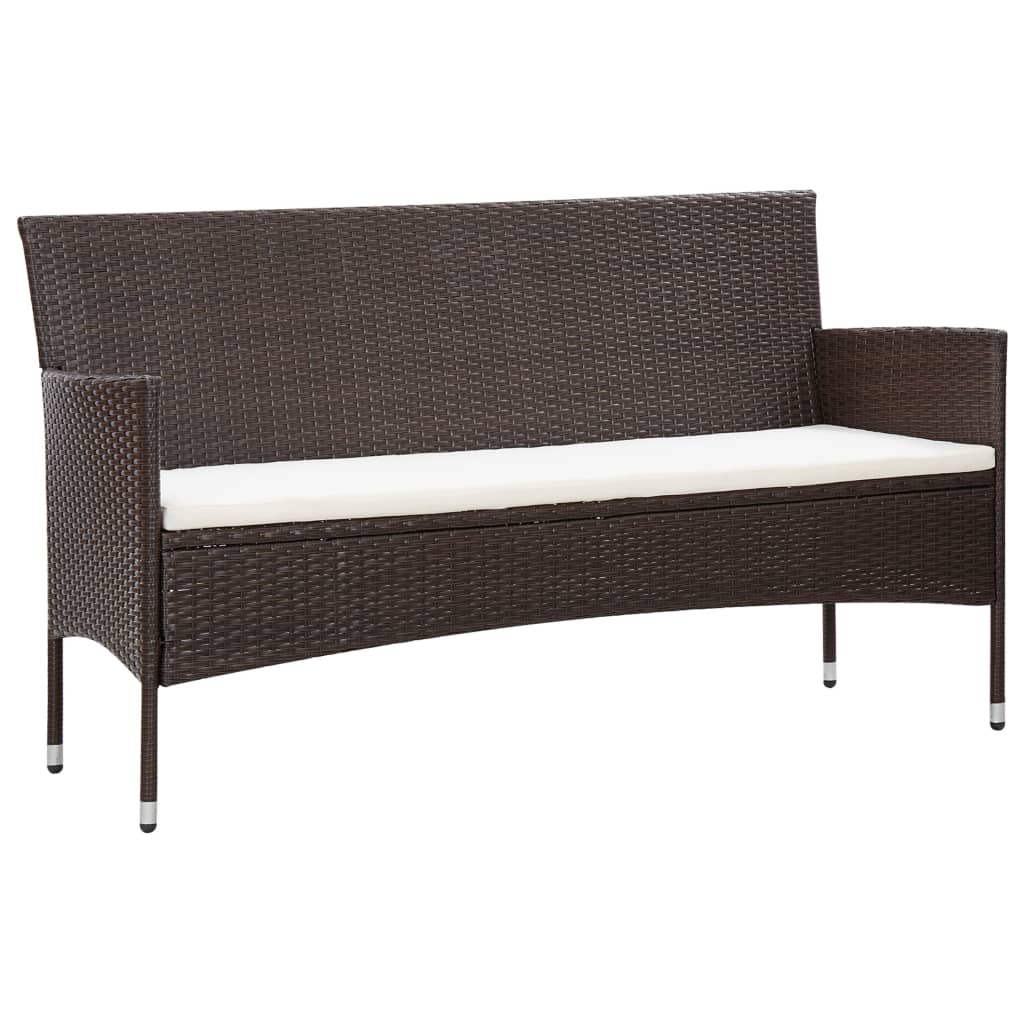 5-delige Loungeset met kussens poly rattan bruin