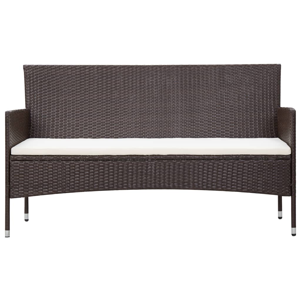 5-delige Loungeset met kussens poly rattan bruin