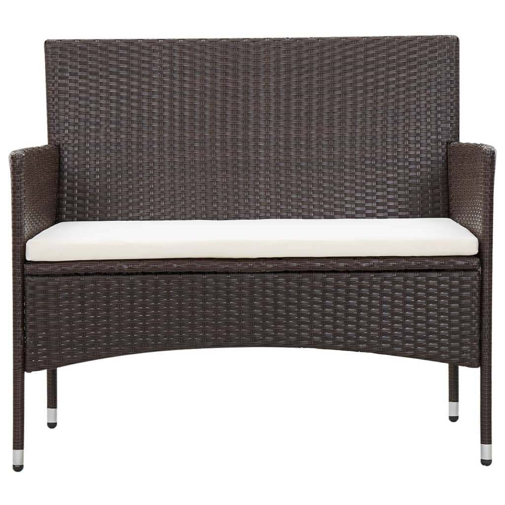 5-delige Loungeset met kussens poly rattan bruin