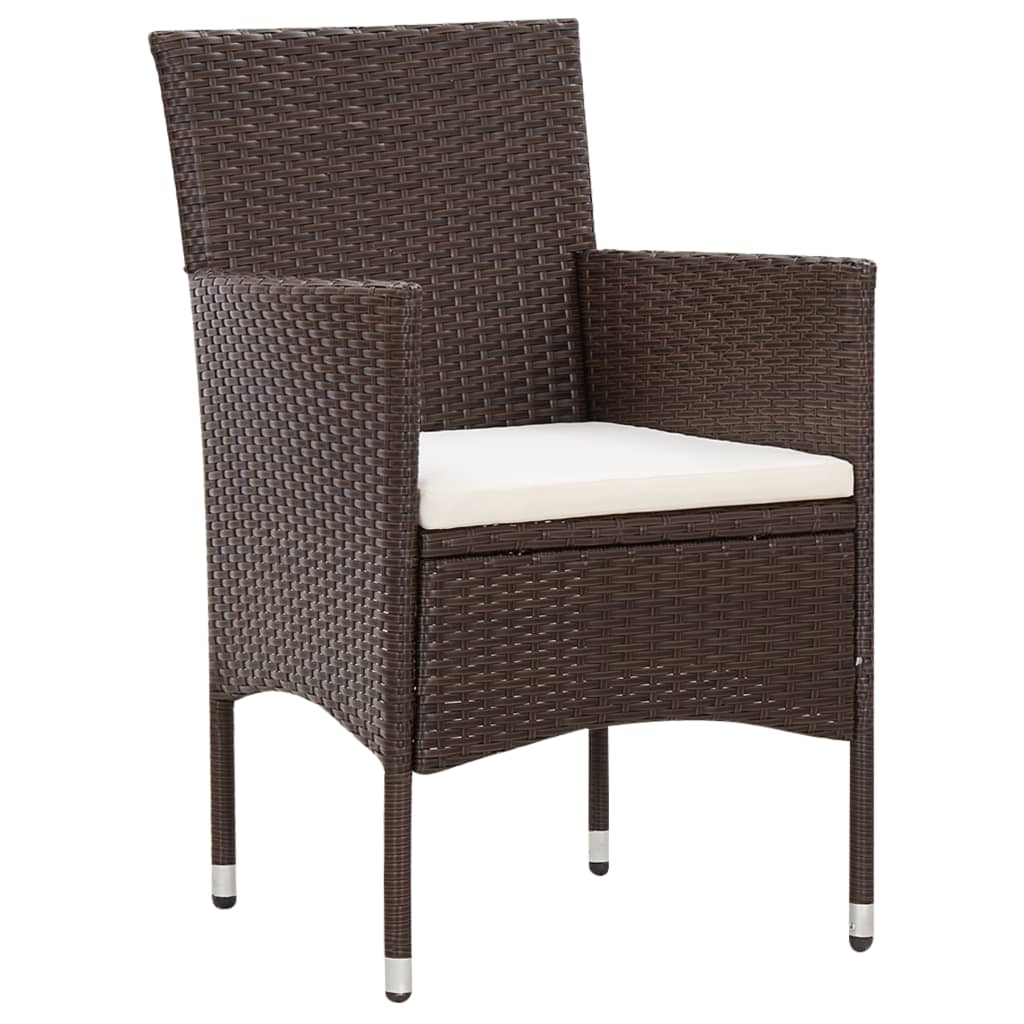 5-delige Loungeset met kussens poly rattan bruin