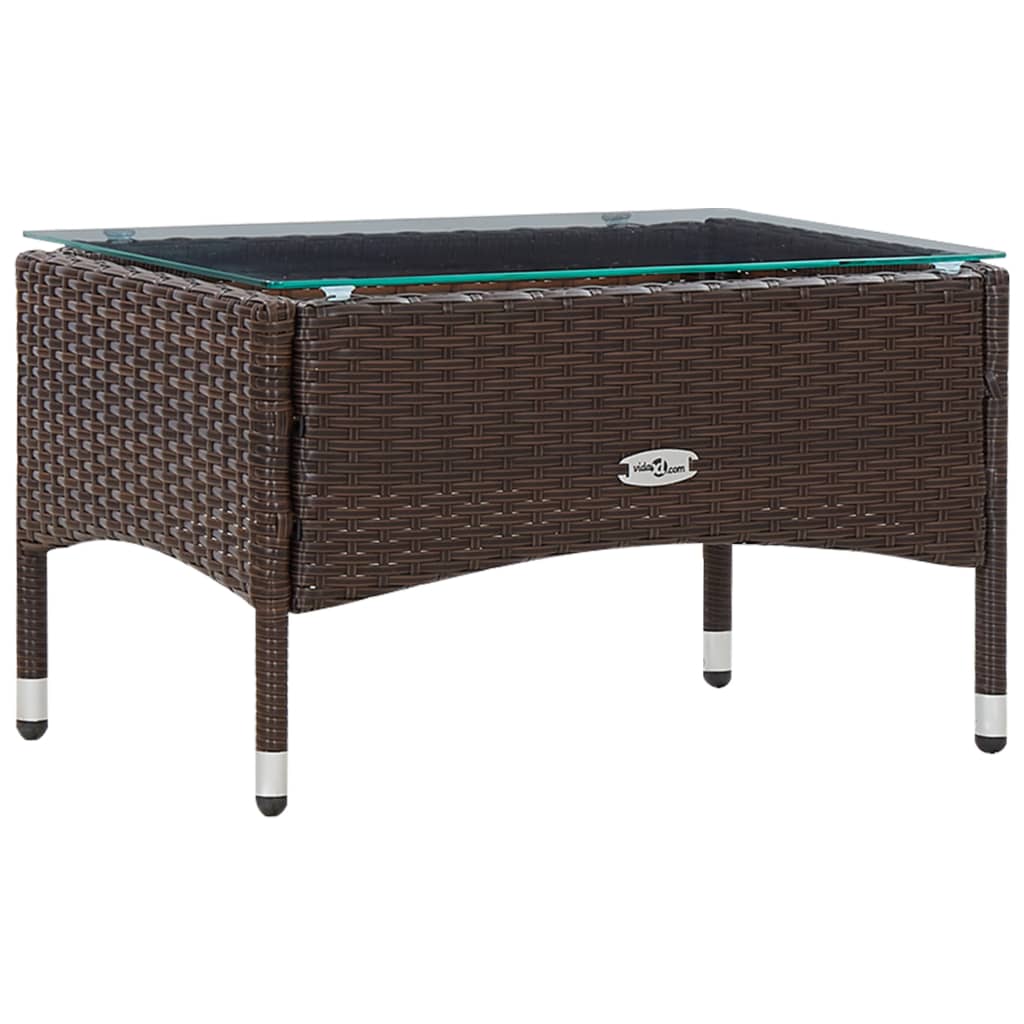 5-delige Loungeset met kussens poly rattan bruin