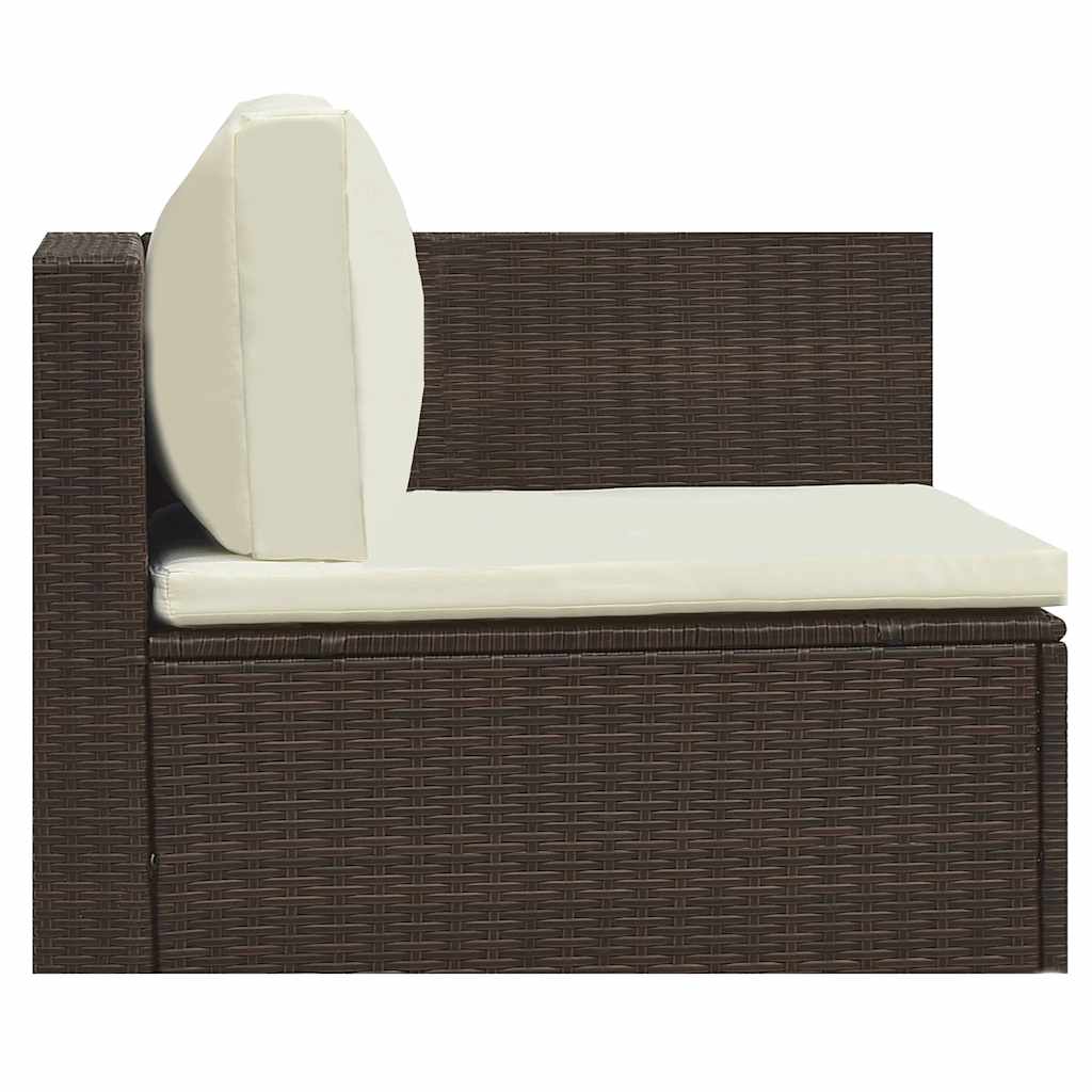 5-delige Loungeset met kussens poly rattan bruin