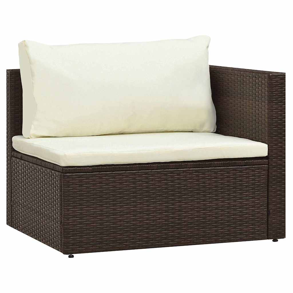 5-delige Loungeset met kussens poly rattan bruin