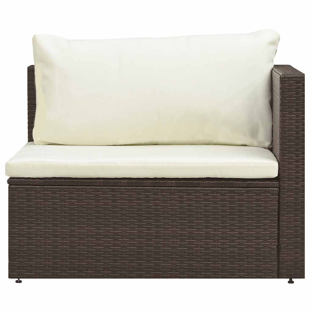 5-delige Loungeset met kussens poly rattan bruin