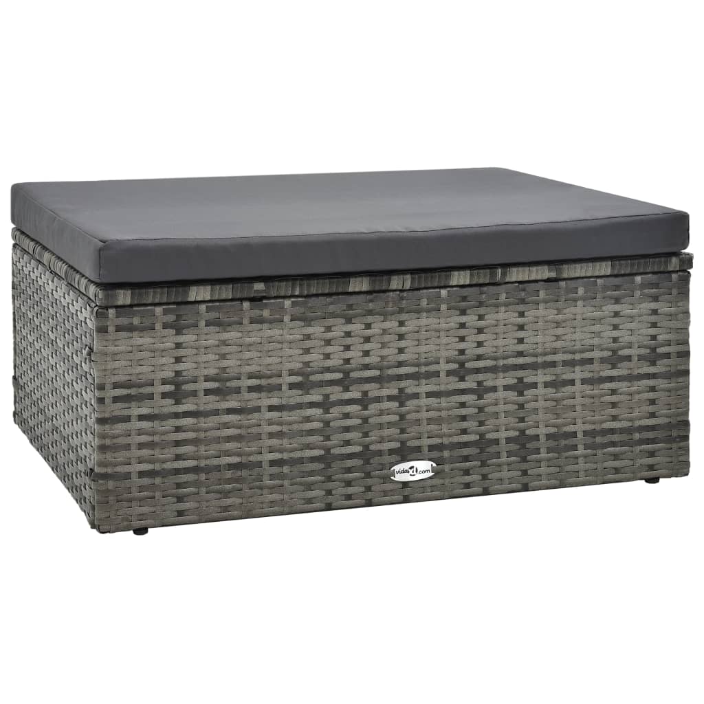 5-delige Loungeset met kussens poly rattan grijs