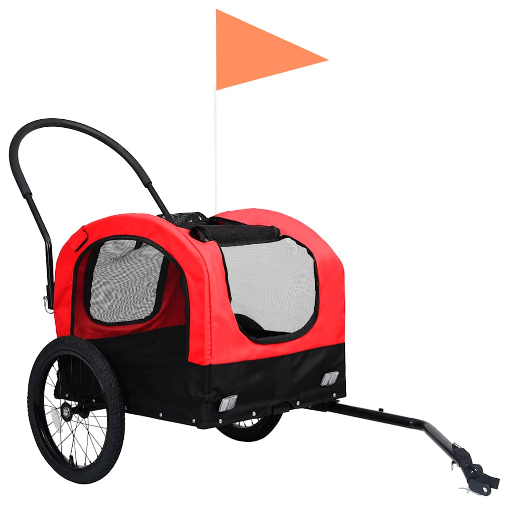 Fietstrailer en kinderwagen 2-in-1 rood en zwart