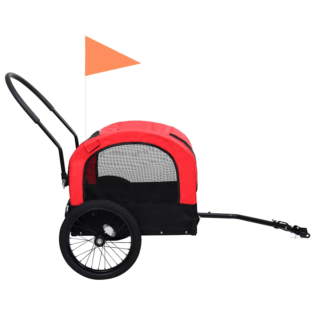 Fietstrailer en kinderwagen 2-in-1 rood en zwart