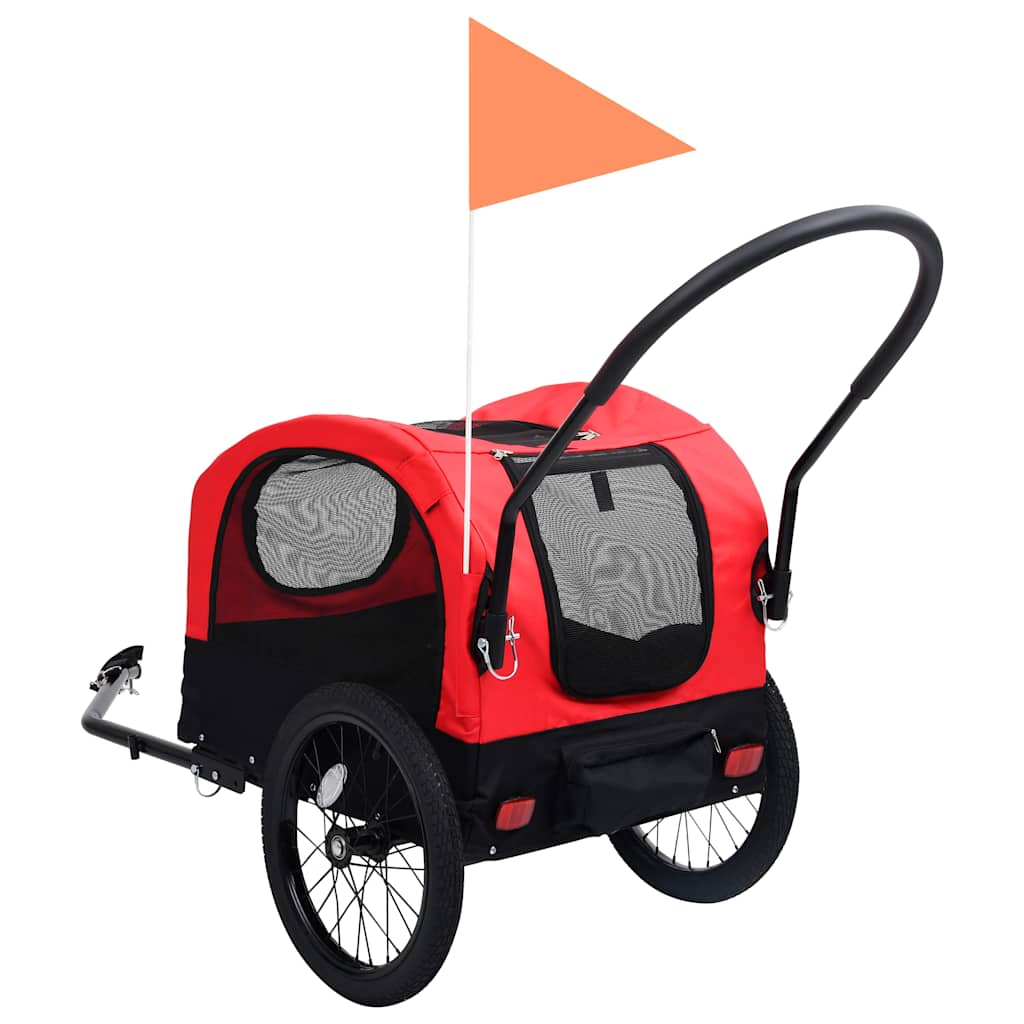 Fietstrailer en kinderwagen 2-in-1 rood en zwart