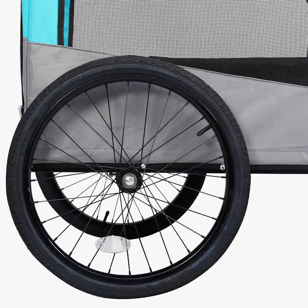 Fietstrailer en hondenwagen 2-in-1 blauw en grijs