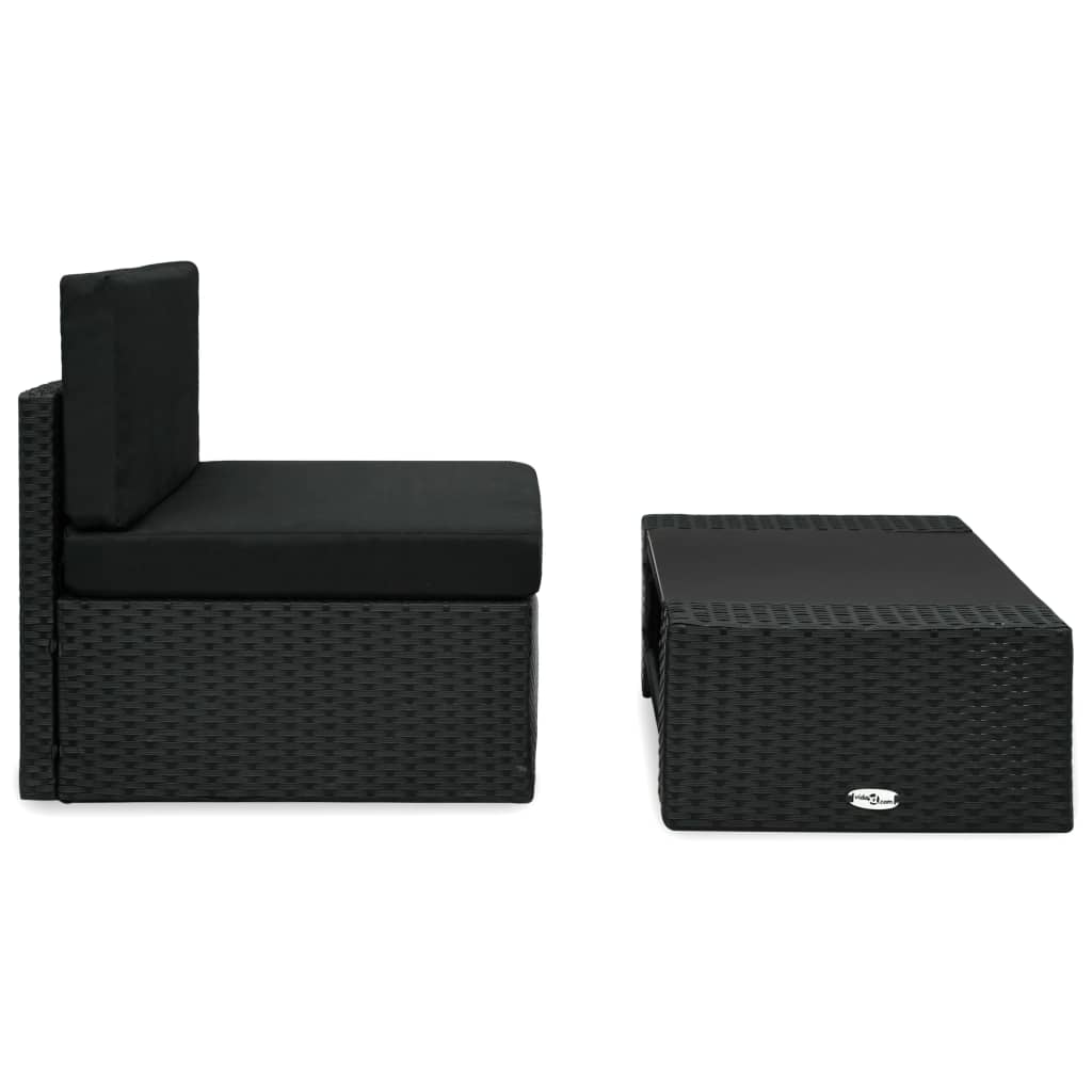 2-delige Loungeset poly rattan zwart