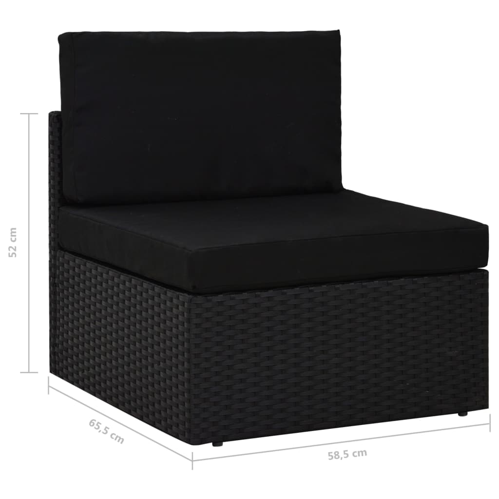 2-delige Loungeset poly rattan zwart