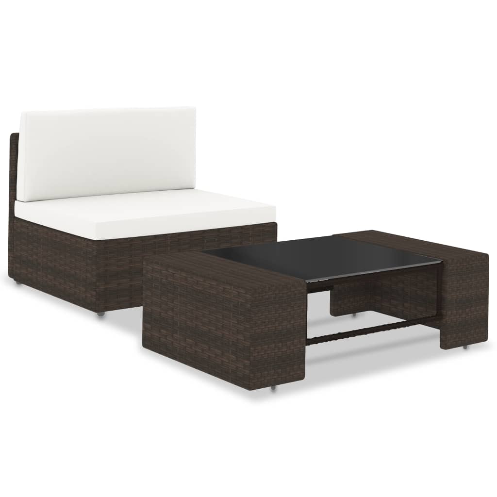 2-delige Loungeset poly rattan bruin