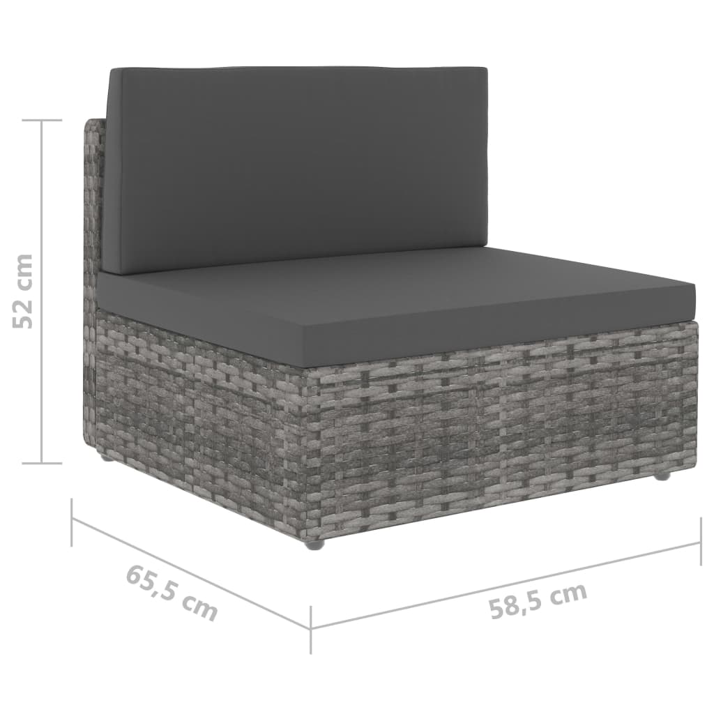 2-delige Loungeset poly rattan grijs