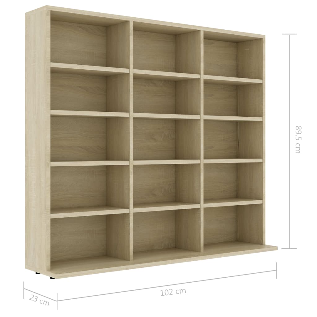 Cd-kast 102x23x89,5 cm bewerkt hout sonoma eikenkleurig