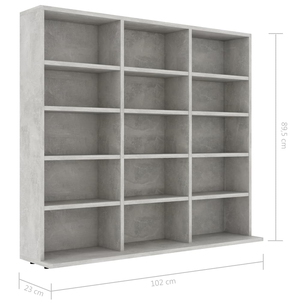 Cd-kast 102x23x89,5 cm bewerkt hout betongrijs