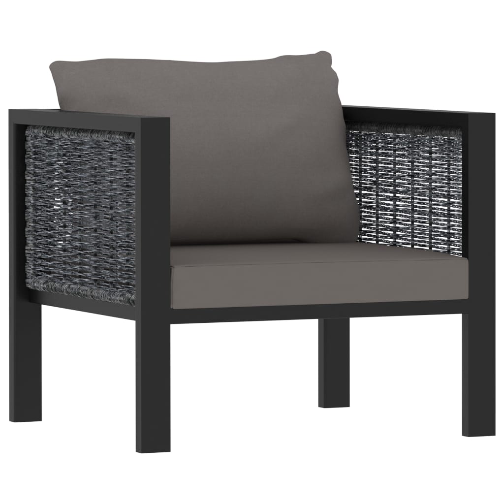 5-delige Loungeset met kussens poly rattan antraciet