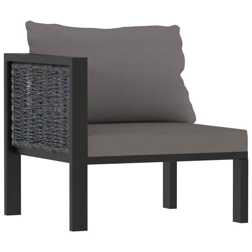 5-delige Loungeset met kussens poly rattan antraciet