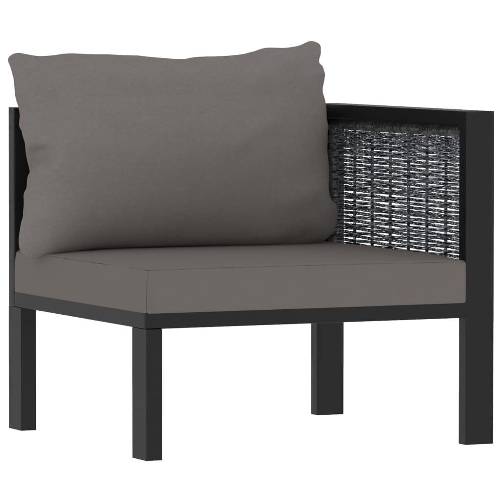 5-delige Loungeset met kussens poly rattan antraciet