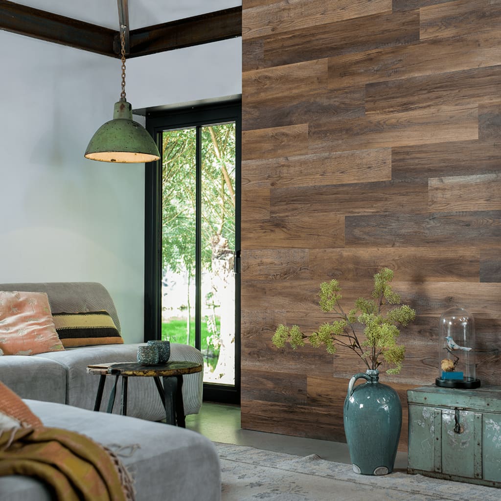 WallArt Planken hout-look schuurhout eiken omberbruin