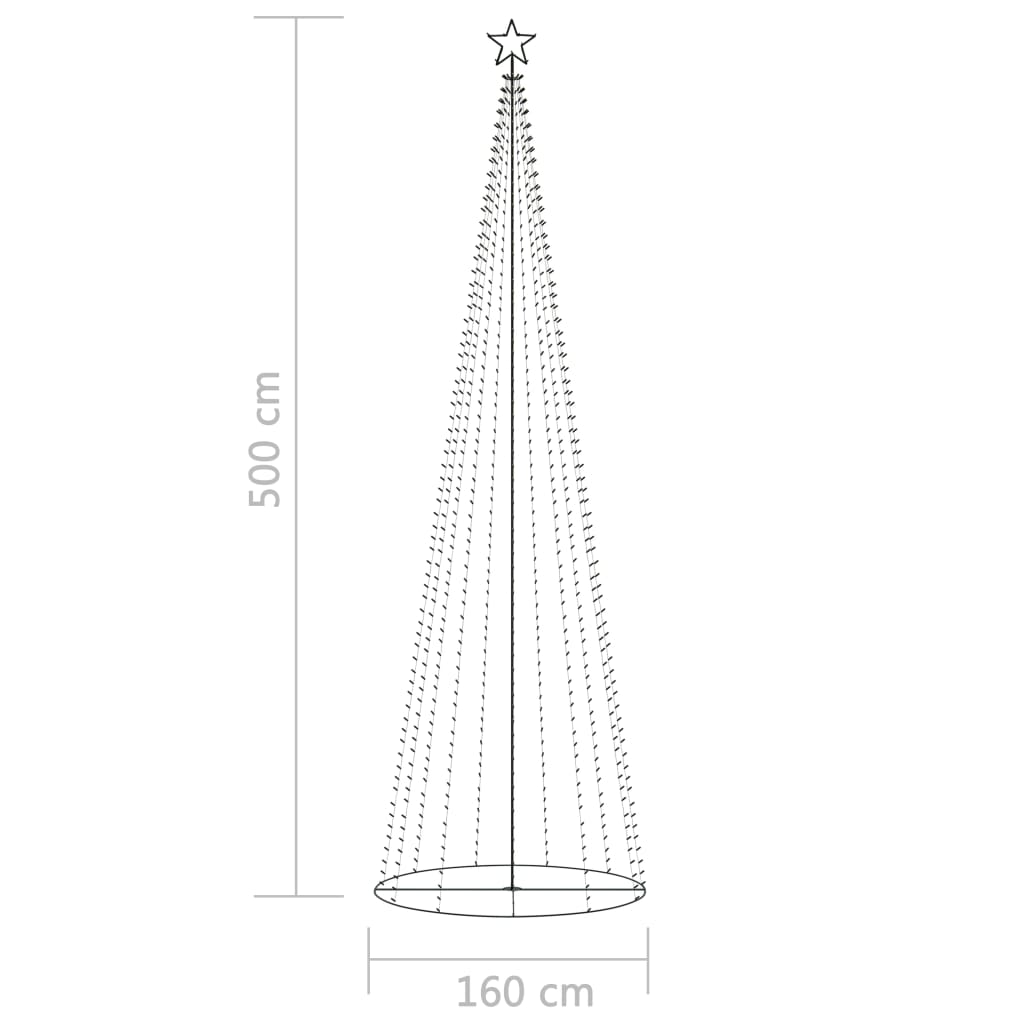 Kegelkerstboom 752 meerkleurige LED's 160x500 cm