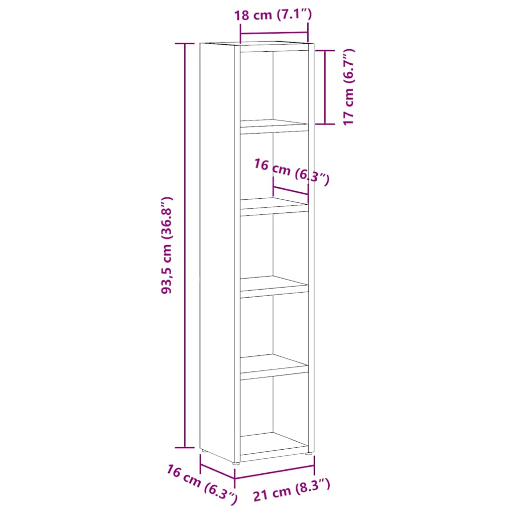 Cd-kasten 2 st 21x16x93,5 bewerkt hout wit