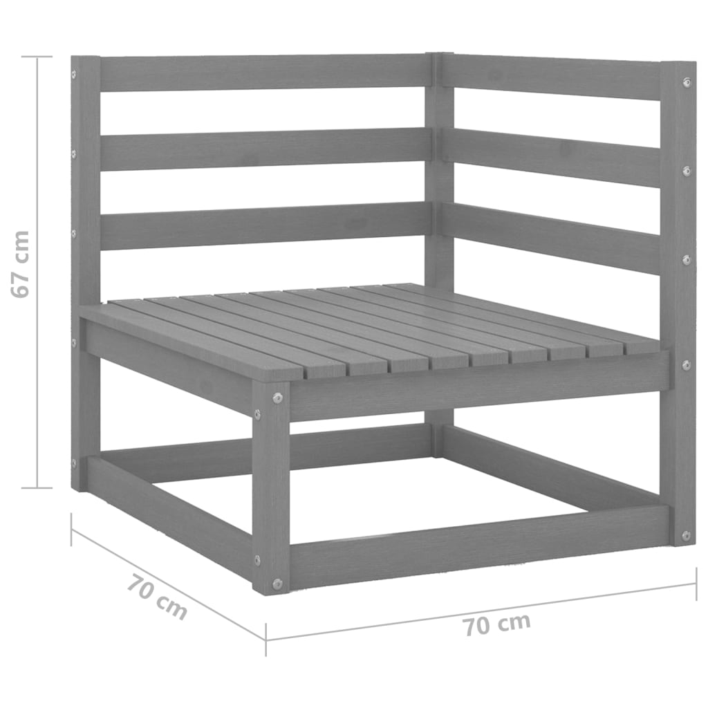 2-delige Loungeset massief grenenhout grijs