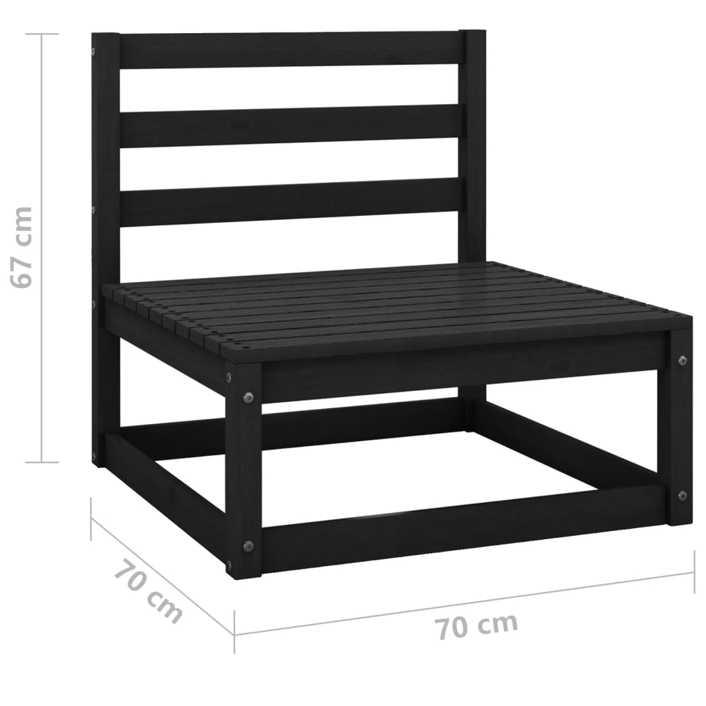 2-delige Loungeset massief grenenhout zwart