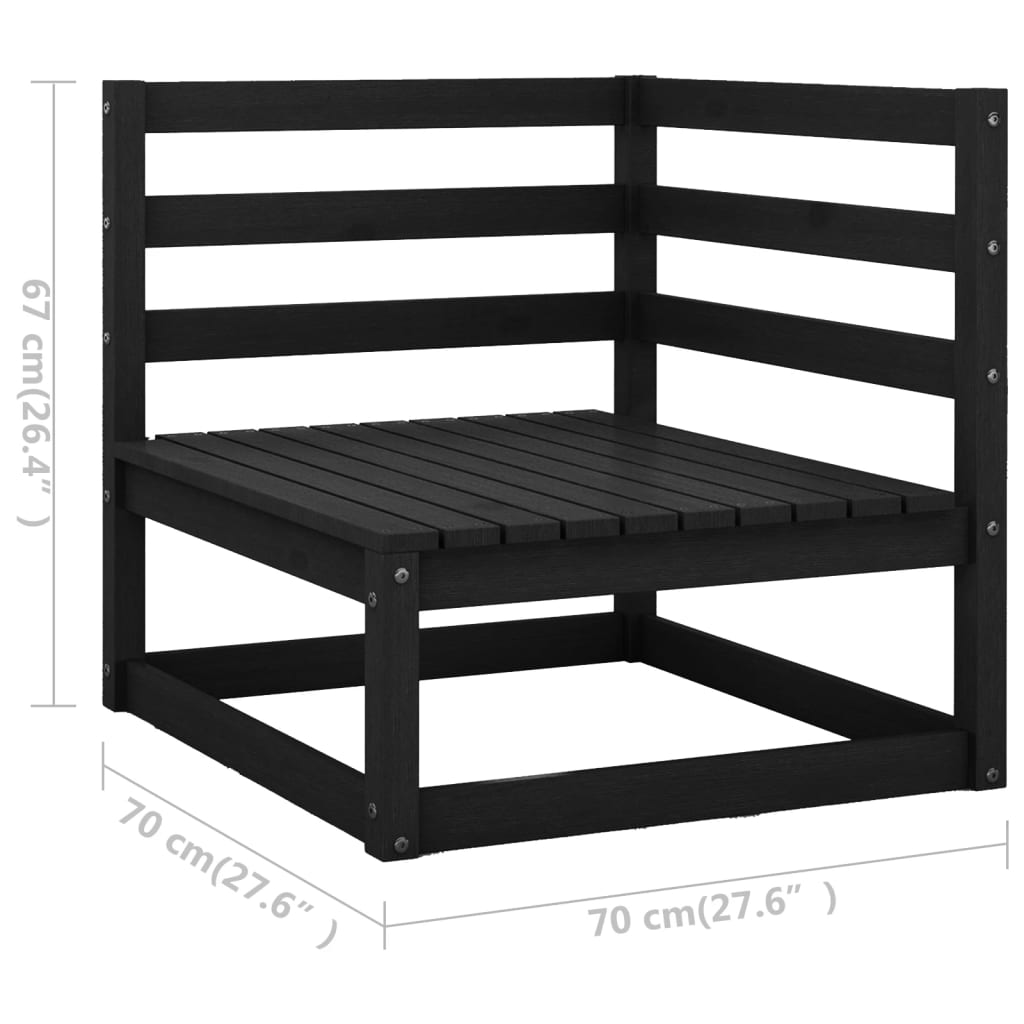 2-delige Loungeset met kussens massief grenenhout zwart