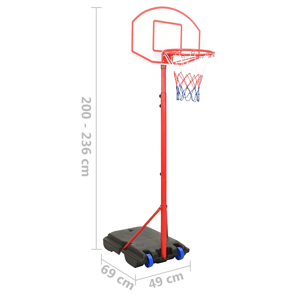 Basketbalset draagbaar verstelbaar 200-236 cm