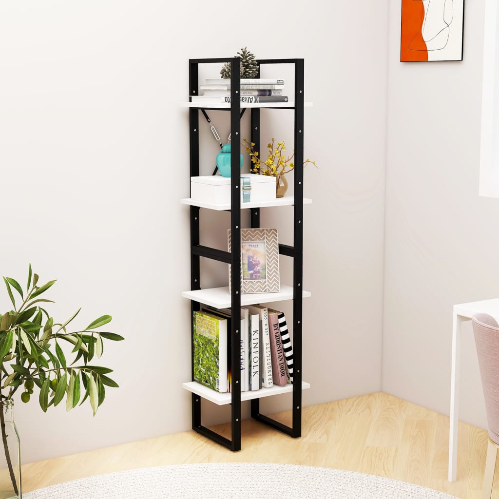 Boekenkast met 4 schappen 40x30x140 cm massief grenenhout wit