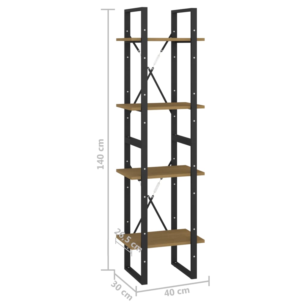 Boekenkast met 4 schappen 40x30x140 cm massief grenenhout