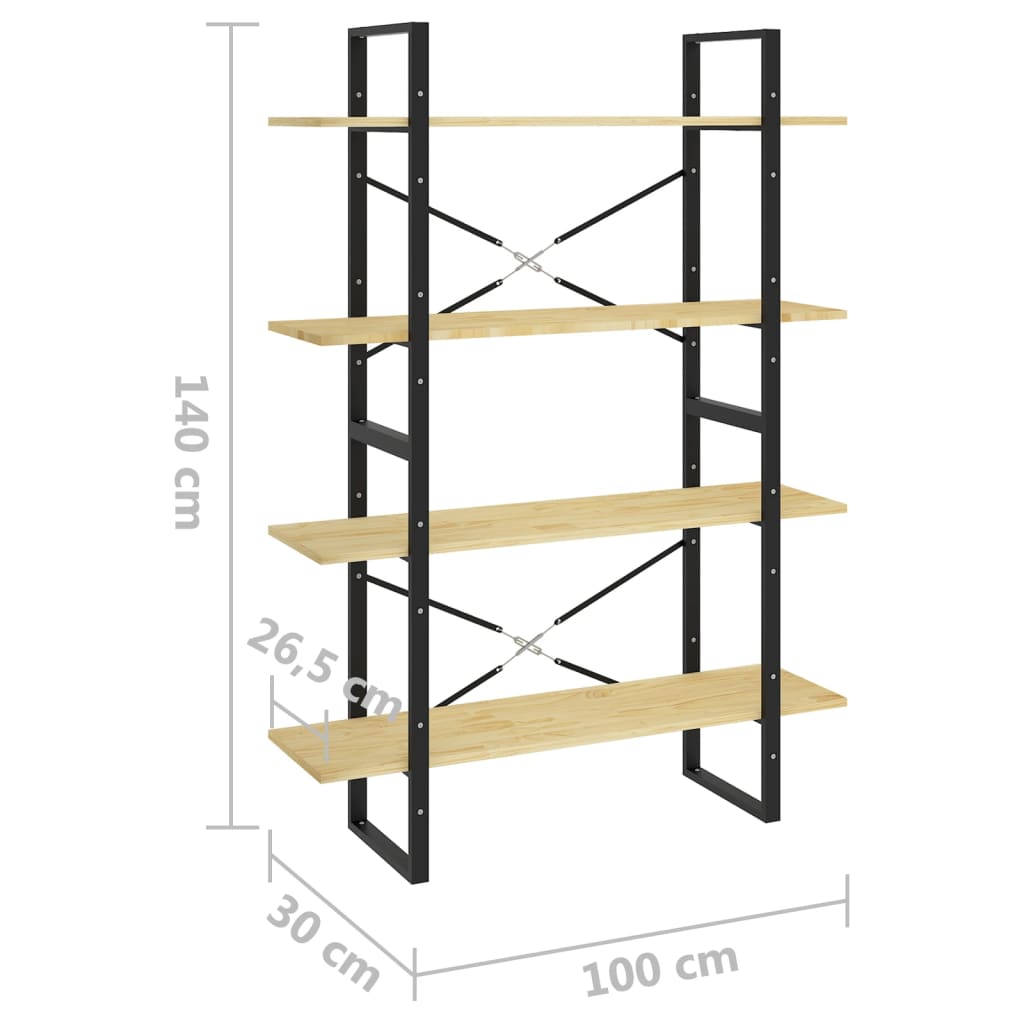 Boekenkast met 4 schappen 100x30x140 cm massief grenenhout