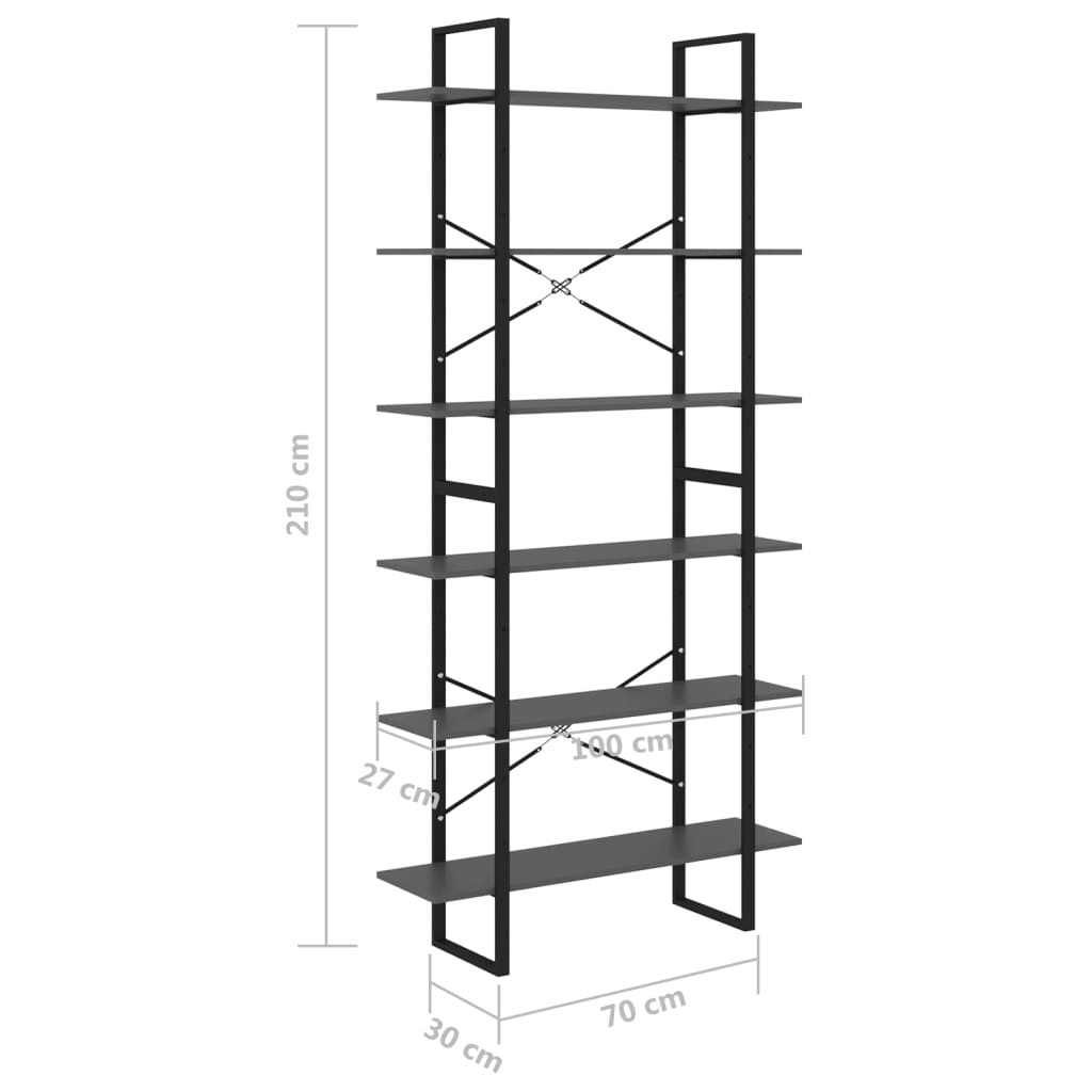 Hoge kast 100x30x210 cm massief grenenhout grijs