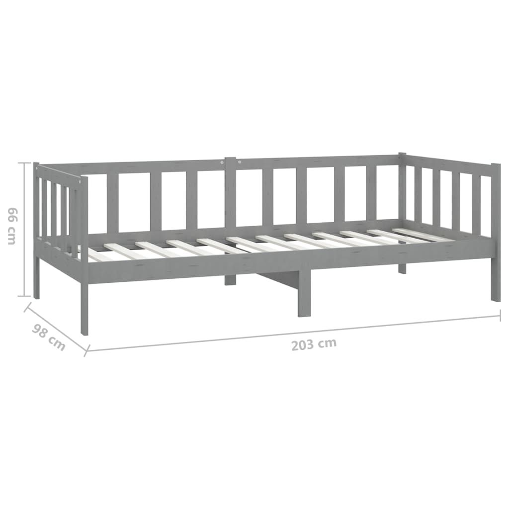 Bedbank massief grenenhout grijs 90x200 cm