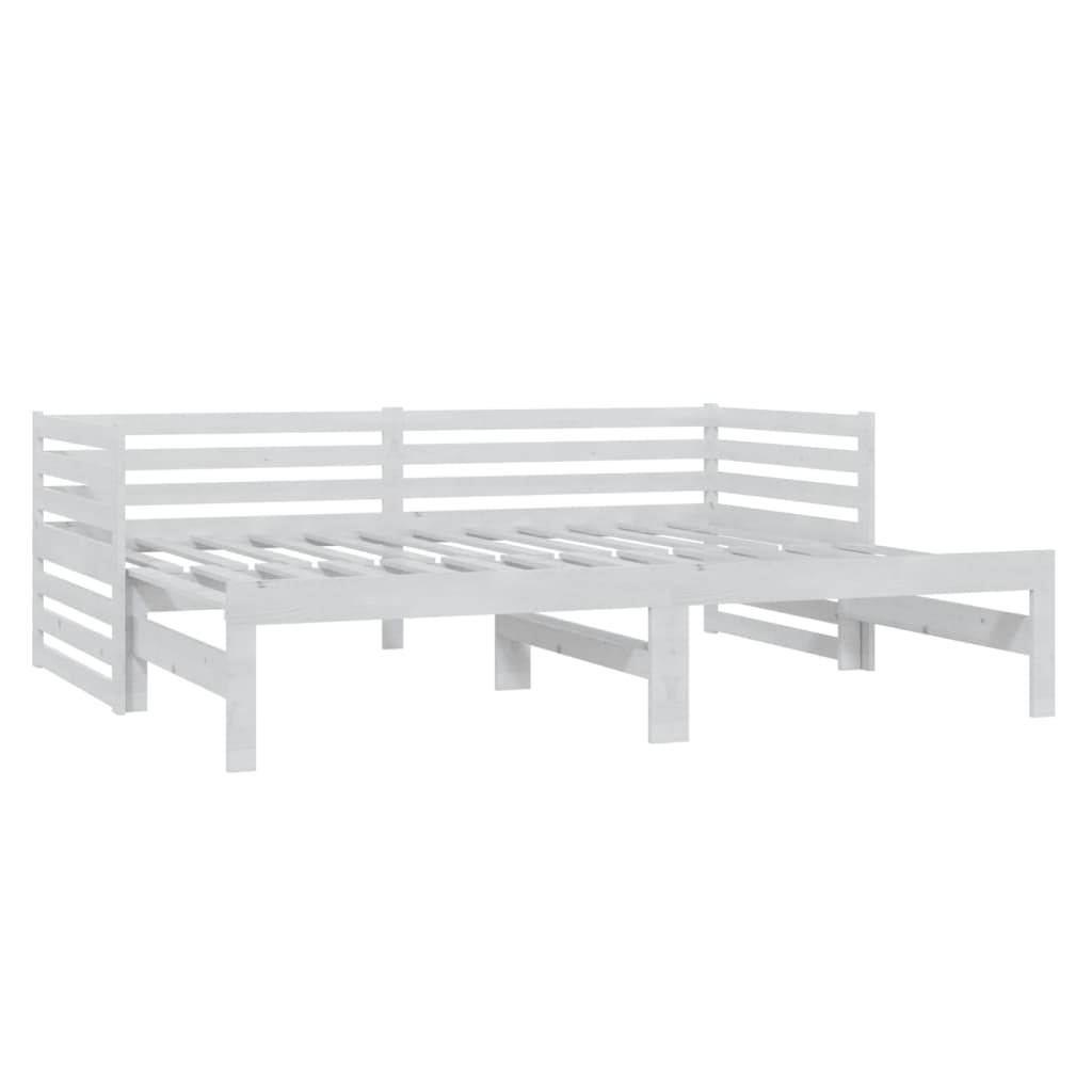 Bedbank uitschuifbaar massief grenenhout wit 2x(90x200) cm