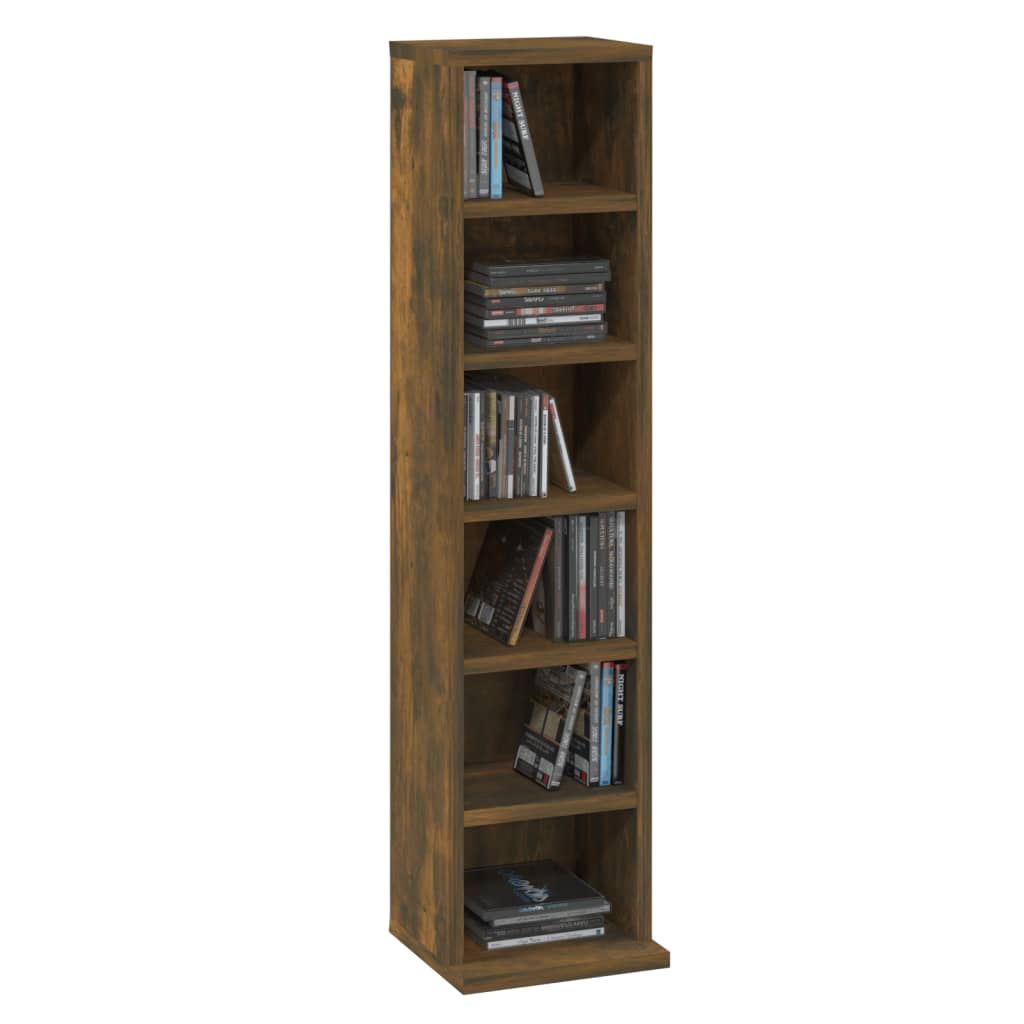 Cd-kast 21x20x88 cm bewerkt hout gerookt eikenkleurig