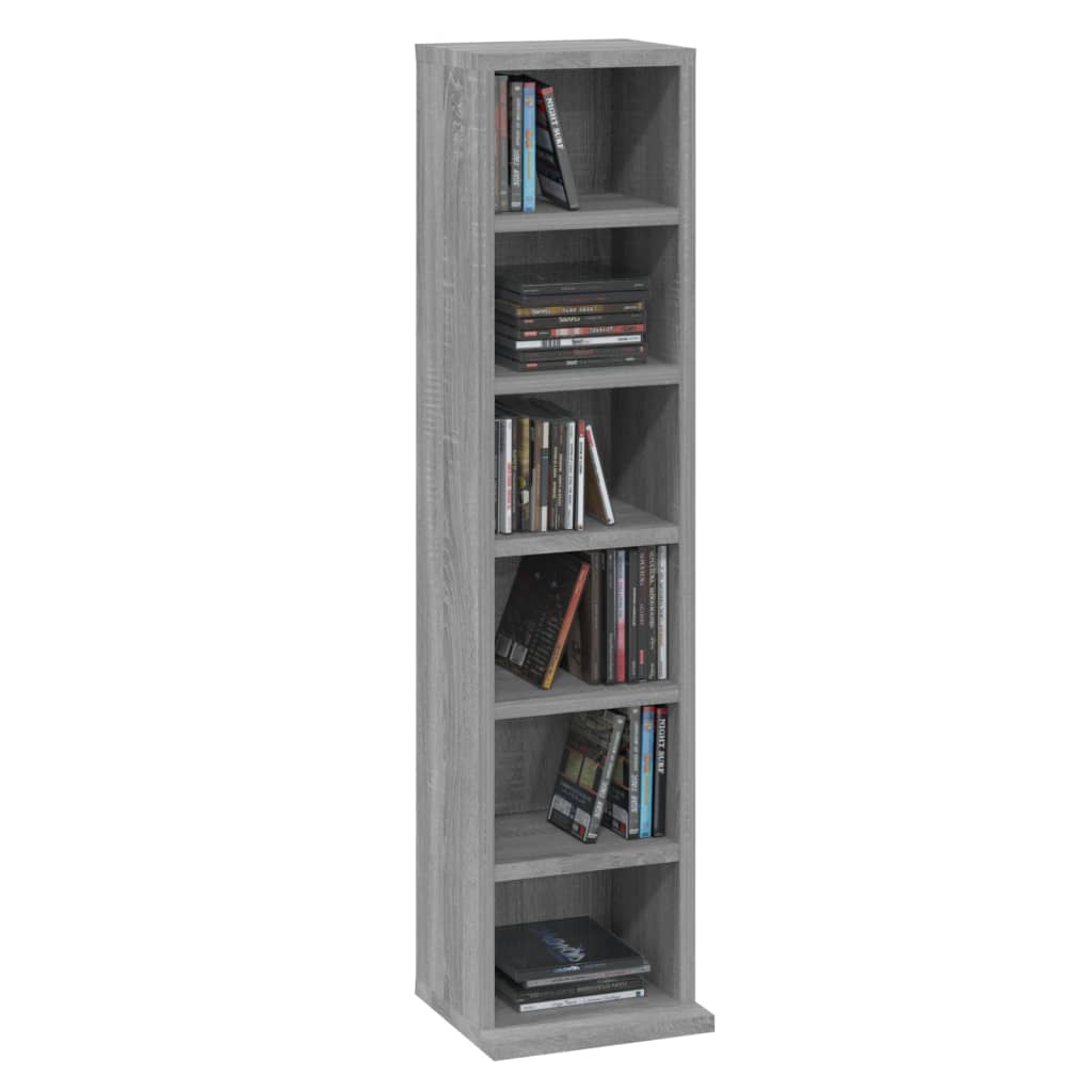 Cd-kast 21x20x88 cm bewerkt hout grijs sonoma eikenkleurig