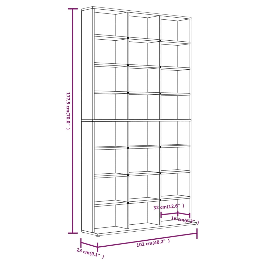 Cd-kast 102x23x177,5 cm bewerkt hout gerookt eikenkleurig