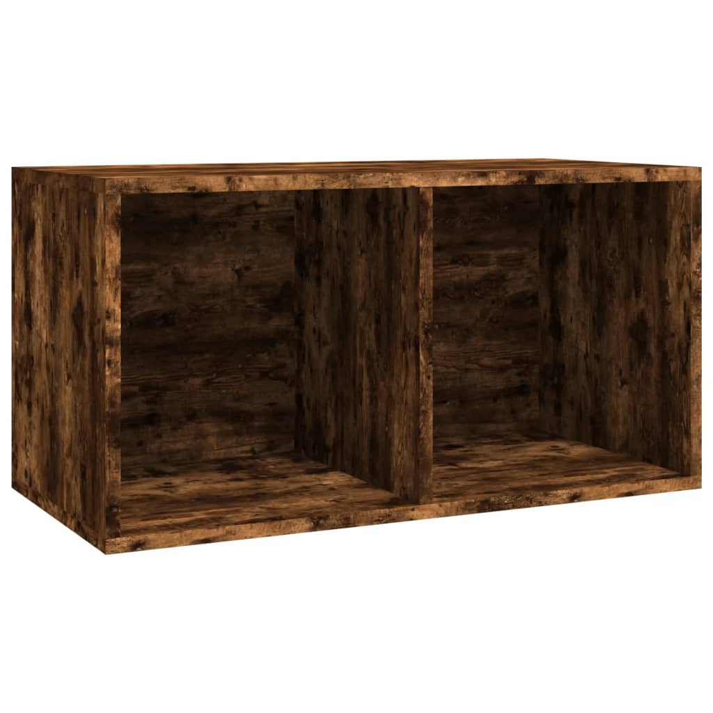 Opbergbox voor LP's 71x34x36 cm bewerkt hout gerookt eikenkleur