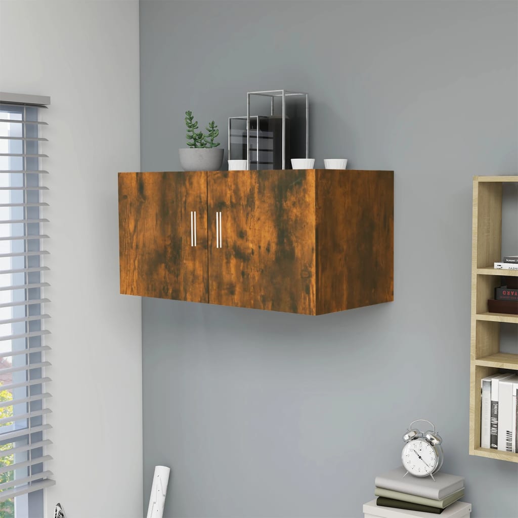 Hangkast 80x39x40 cm bewerkt hout gerookt eikenkleurig